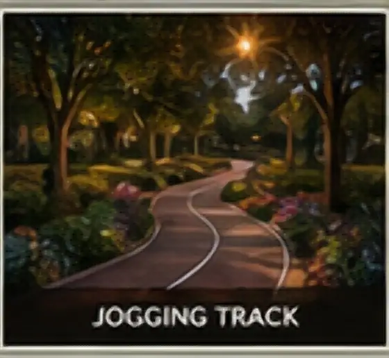 Jogging path through landscaped green space at Embassy Chapparkallu
