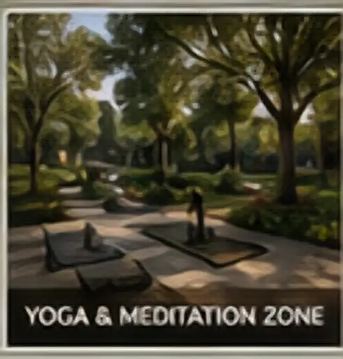 Yoga and meditation deck within a garden setting at Embassy Chapparkallu