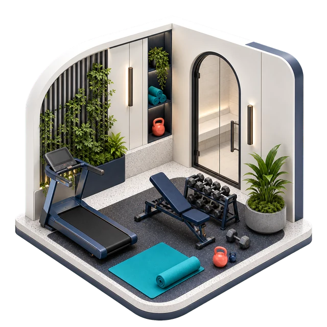 Fitness, gym & wellness amenity illustration