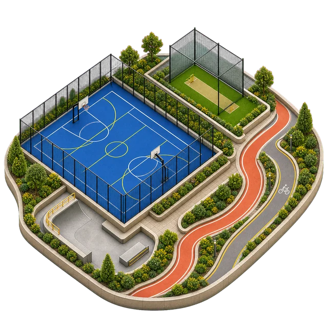 Indoor & outdoor sport amenity illustration